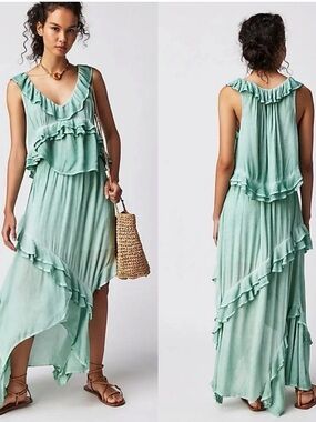 Free People Mint Green Ruffled Set